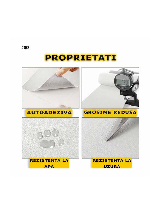 Foaie din piele ecologică Siks autoadezivă pentru reparații canapea fotoliu scaun interior auto dimensiune 75 X 250 cm albă