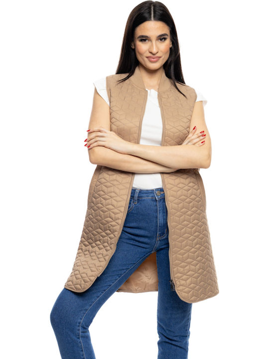 Women's Long Lifestyle Jacket for Spring or Autumn Beige