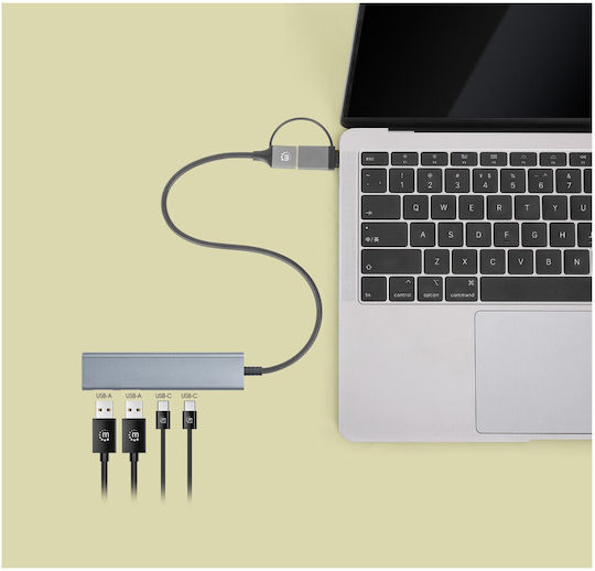 Manhattan Hub 4 Θυρών USB 3.2 με σύνδεση USB-A Γκρι