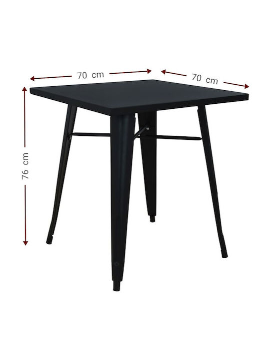 Dorel Outdoor Dinner Foldable Metal Table Black 70x70x76cm