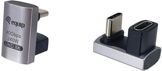 Equip Μετατροπέας USB-C male σε USB-C female Γκρι 1τμχ 133478