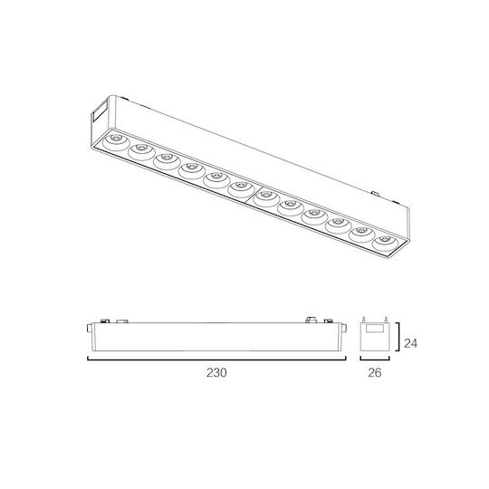 Sun Light LED Γραμμικό Φωτιστικό Οροφής 12W Θερμό Λευκό με Ρυθμιζόμενη Ένταση 23εκ.