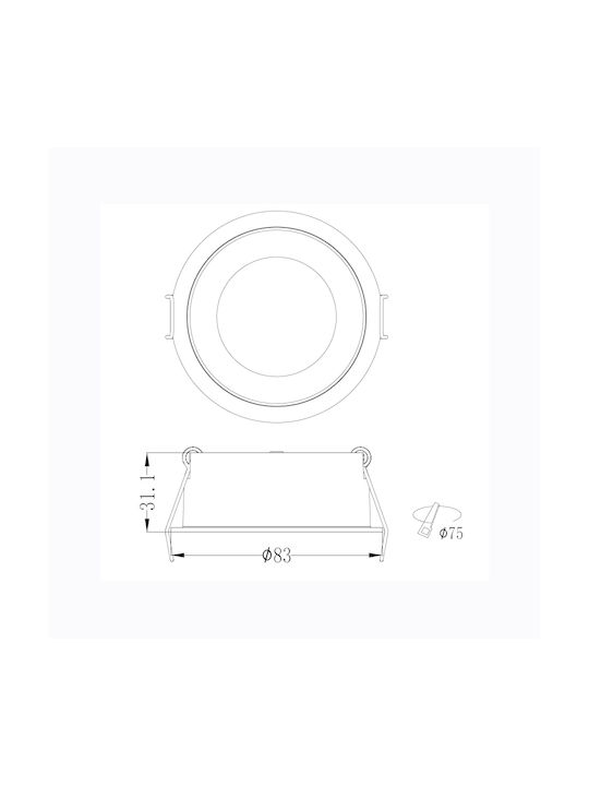 Sun Light Μεταλλικό Χωνευτό Σποτ με Ενσωματωμένο LED και Φυσικό Λευκό Φως Λευκό 8.3x8.3εκ. 1τμχ