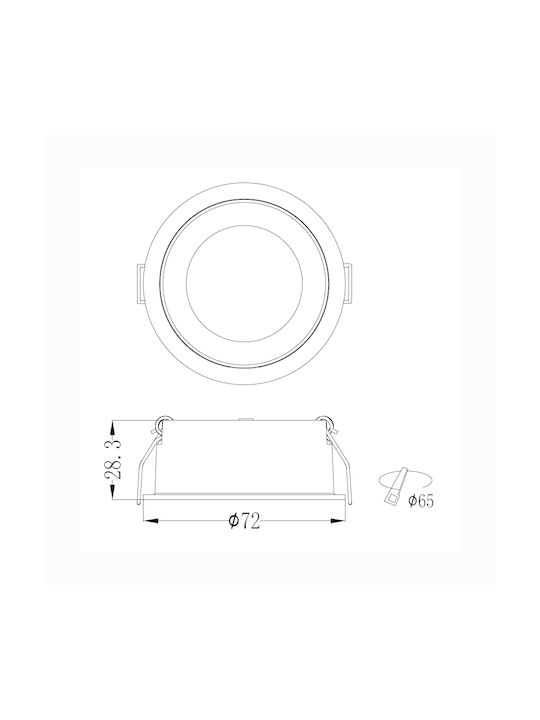Sun Light Μεταλλικό Χωνευτό Σποτ με Ενσωματωμένο LED και Φυσικό Λευκό Φως Λευκό 7.2x7.2εκ. 1τμχ