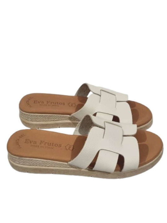 Leder Flache Sandalen für Damen in Beige Farbe