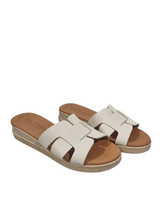 Leder Flache Sandalen für Damen in Beige Farbe