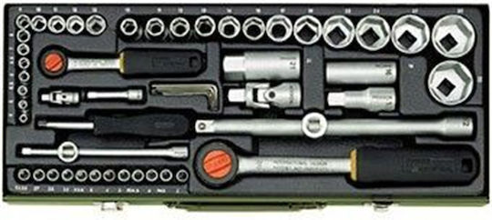 Proxxon Set de chei tubulare și clichet 1\4" & 1\2" 56buc