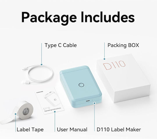 Niimbot D110 Electronic Portable Label Maker with Bluetooth Light Blue