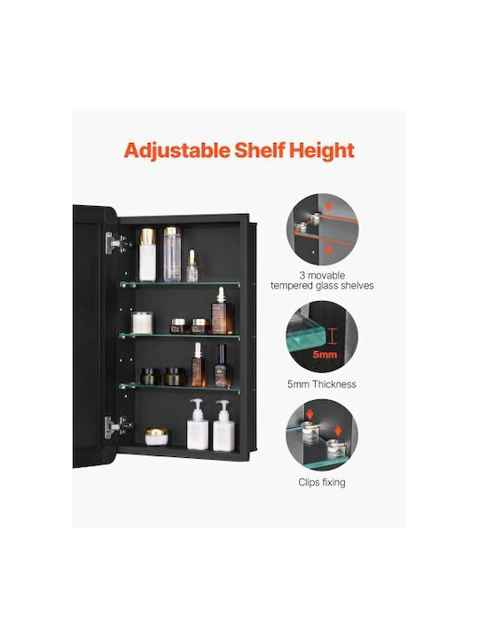 Vevor Bathroom Mirror made of Metal with Shelf & Cabinet 42x70cm