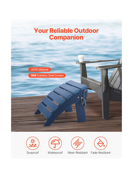 Vevor Adirondack Ottoman 15,7l X 18,9w X 13h Inch Hdpe Πτυσσόμενο Υποπόδιο Μπλε