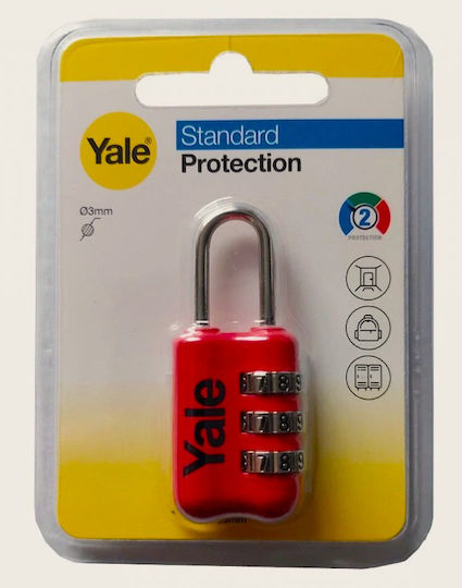Yale Steel Padlock Brass Combination Red 23mm Red 1pcs