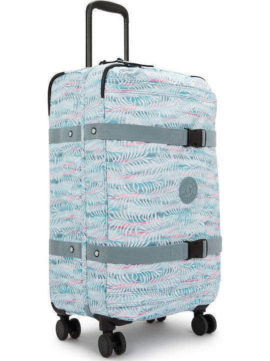 Kipling Spontaneous Среден Текстилен Куфар За Пътуване Palmtree Leaves С 4 Колела Височина 66 См