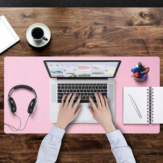 Protone Xxl Mousepad Protecție Birou Realizată din Piele Pu Față-verso Albastru Roz 90x45 Cm