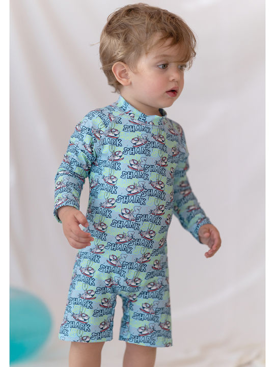 Tortue Kinder Badeanzug Langarm-Einteiler Sky Blue