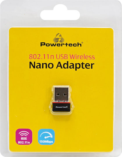 Powertech PT-1384 USB Netzwerkadapter mit Drahtloser Wi-Fi Verbindung 150Mbps