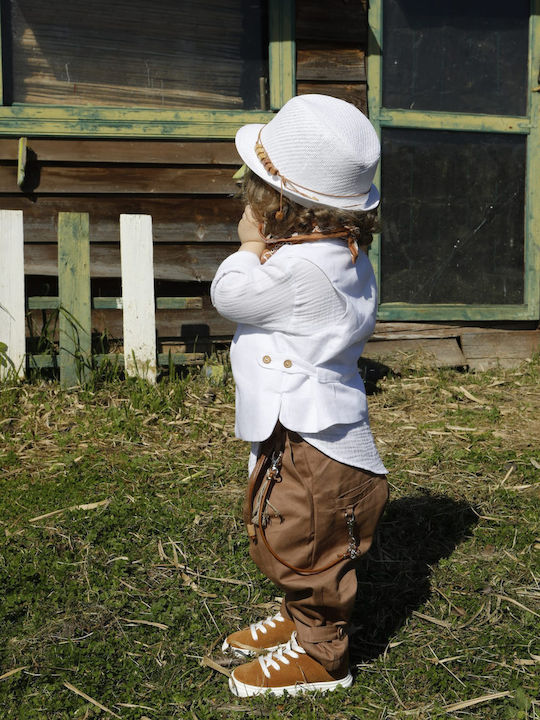 Baptism Suit for Boy Pantelis Tan-White 1748 Bambolino Bmb-1748