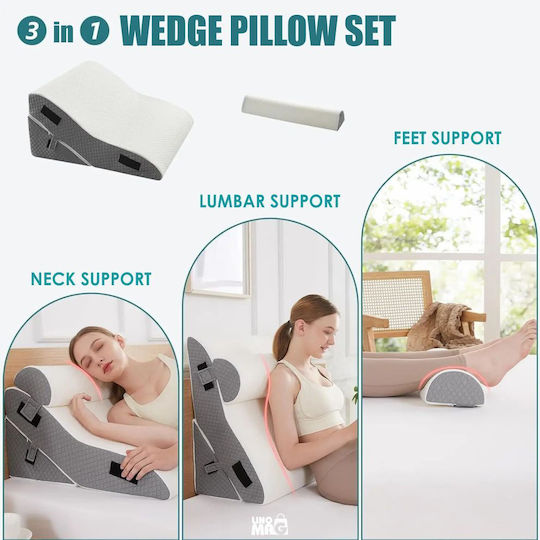 Linomag Perne Ortopedice Reglabile 10 în 1 Set de 3 Piese Pernă Wedge în Culoare Alb