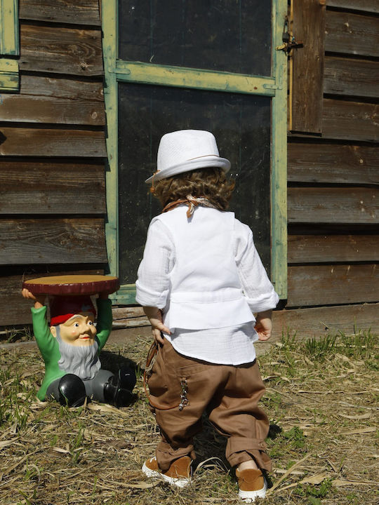 Baptism Suit for Boy Pantelis Tan-White 1748 Bambolino Bmb-1748