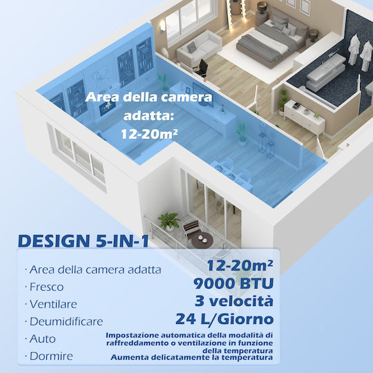 HomCom Φορητό Κλιματιστικό μόνο Ψύξης