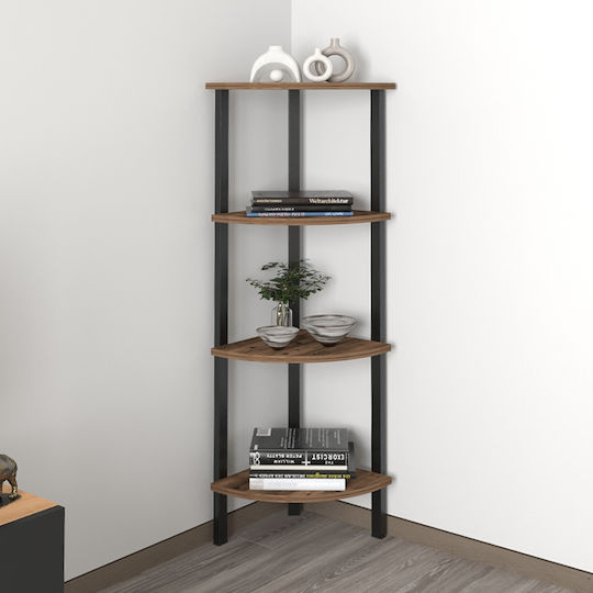 Corner Bookcase Lela Black - Smoked Walnut 34x34x125cm