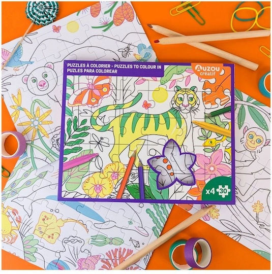 Make Puzzles & Paint Animals 4x30pcs Auzou