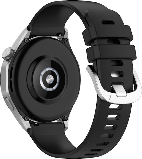 Curea din silicon neagră cu cataramă argintie lucioasă lichidă de 22mm pentru Huawei Watch 4 Pro