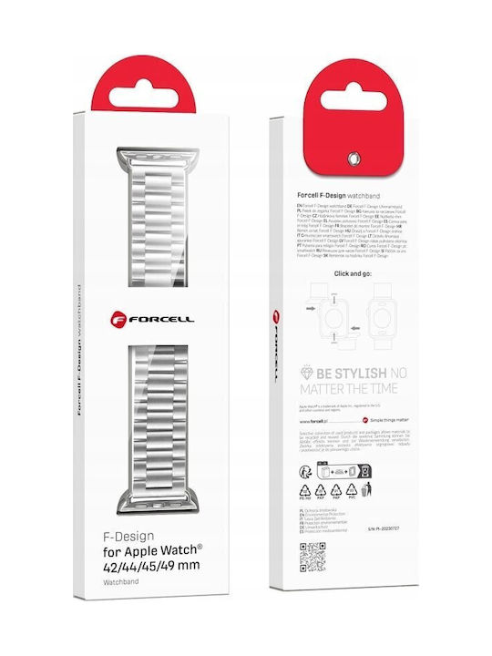 Forcell Λουράκι Ανοξείδωτο Ατσάλι Ασημί (Apple Watch 42/44/45/49 mm, Forcell)