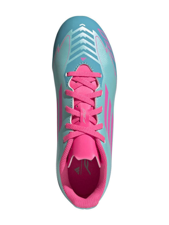 F50 Club Messi Kids Molded Soccer Shoes Flash Aqua / Lucid Pink / Lucid Cyan