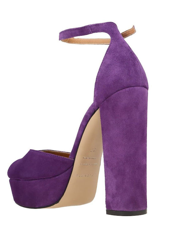 Pumps mit Riemchen & hoher Absatz Lila