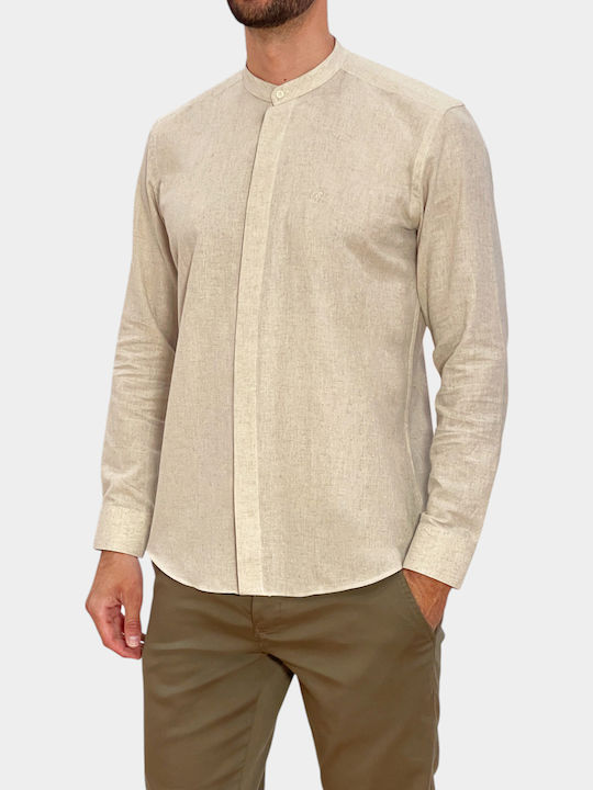 Langärmeliges Hemd in Normale Passform Beige