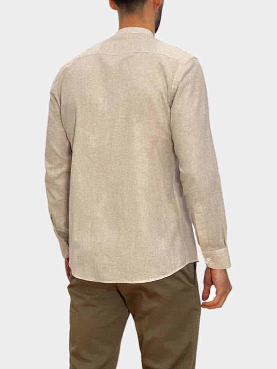 Langärmeliges Hemd in Normale Passform Beige