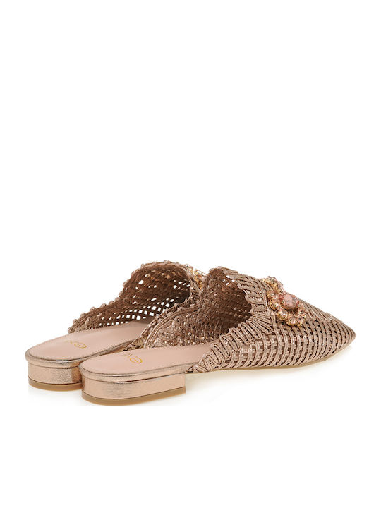 Flat Mules σε Ροζ Χρυσό Χρώμα