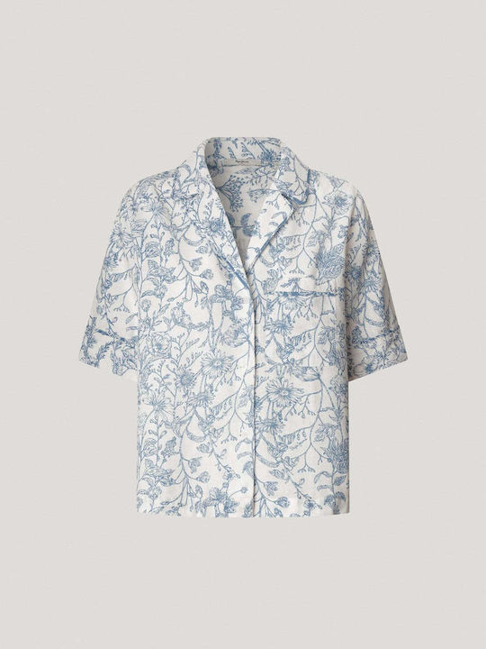 Mâneca scurta Femei In Cămașă Alb Floral