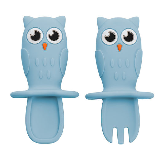 AppeKids Baby Cutlery Set with Temperature Indicator made of Silicone for 6+ months Turquoise 2pcs