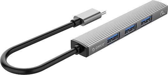 Orico USB-Hub 4 Anschlüsse USB 3.0 mit Anschluss an einen Computer USB-C / USB-A Graues