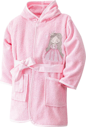 Borea Borea Baby Bademantel mit Kapuzen Little Queen Rosa