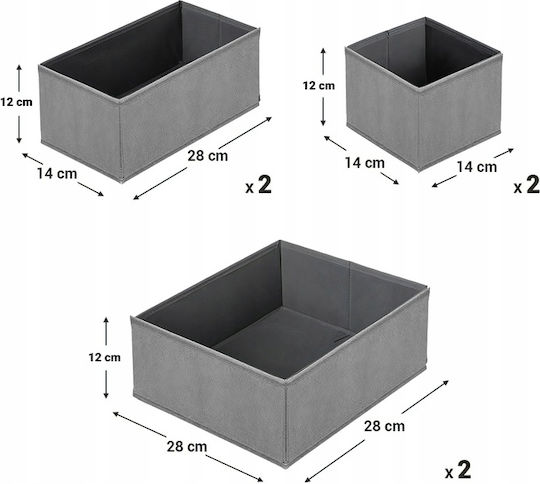 Fabric Storage Case for Underwear / Socks / Clothes in Gray Color 6pcs