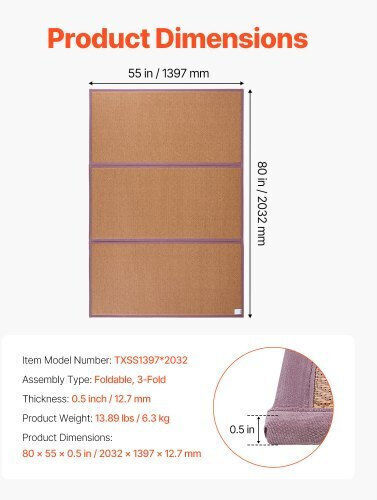 Vevor Japanische Tatami-Matte 80 x 55 Zoll Faltbare Natürliche Rattan-Tatami-Matte Ttm55inch7889j5rhv0