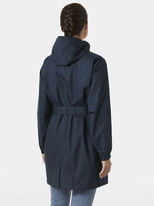 Damen Marineblau Trenchcoat mit Kapuze
