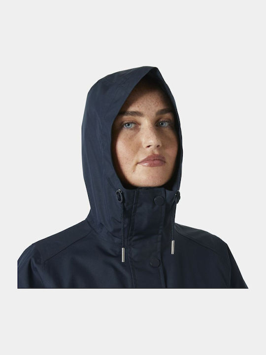 Damen Marineblau Trenchcoat mit Kapuze