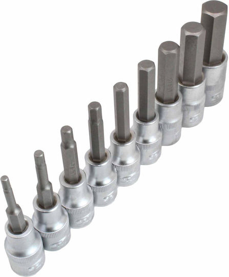Techman Nüsse Sechskant mit Vierkant-Antrieb 1/2" Set 9Stück