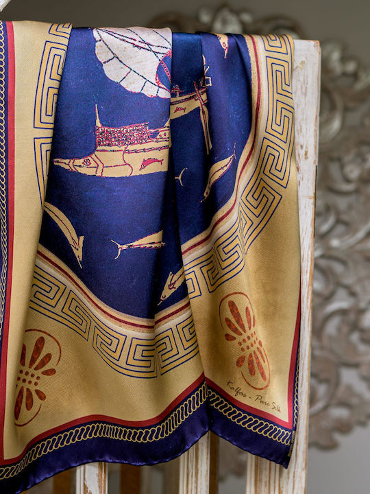 Μωβ Μπεζ Ολομέταξο Μαντήλι 70x70 Εκ Ancient Greek Scarves