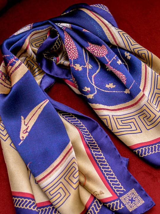 Μωβ Μπεζ Ολομέταξο Μαντήλι 70x70 Εκ Ancient Greek Scarves