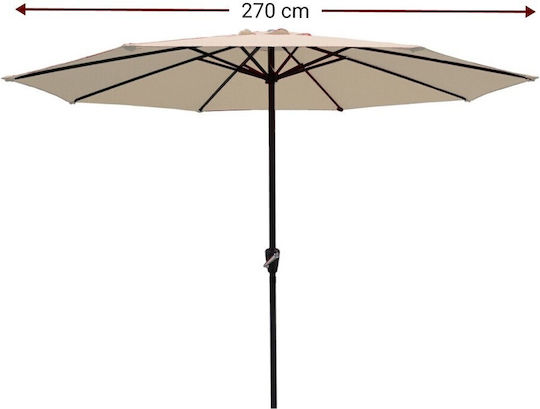 Garten- und Terrassen-Sonnenschirm Rundschreiben Metall Grizel Beiges Φ2.7m
