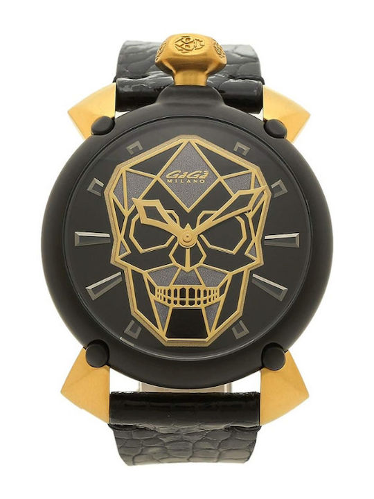 Gaga Milano Men's Watch 45mm Battery with Black Leather Strap