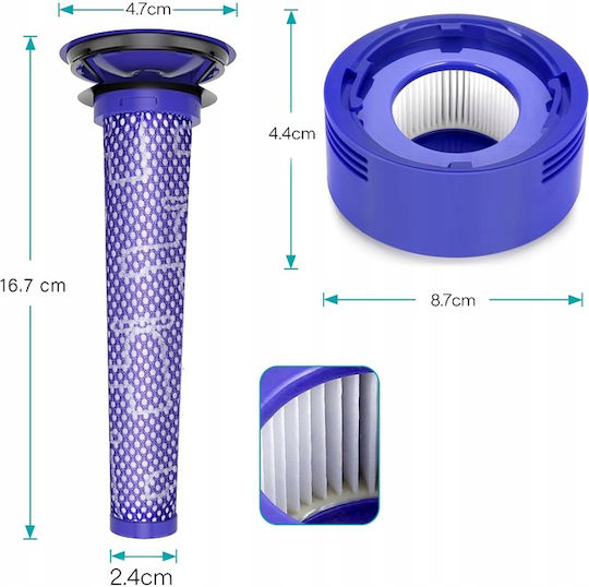 Set 9 Newevo Filter Kompatibel mit Dyson V7 V8 V8+ Staubsauger 6 Vorfilter 3 Hepa-Filter Waschbar Lila