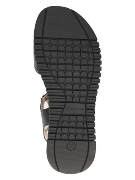 Leather Women's Flat Sandals Anatomic in Black Color