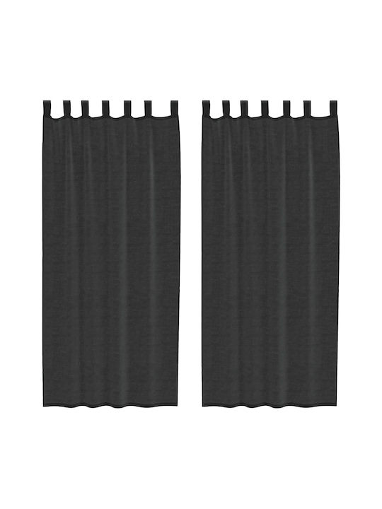 vidaXL Set Window Curtains with Tab Top Black 140x245cm