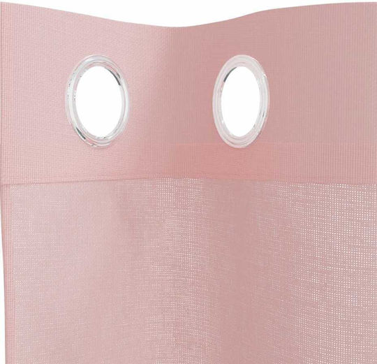 vidaXL Σετ Κουρτίνες Παραθύρου με Τρουκς Voile Ροζ 140x175εκ.