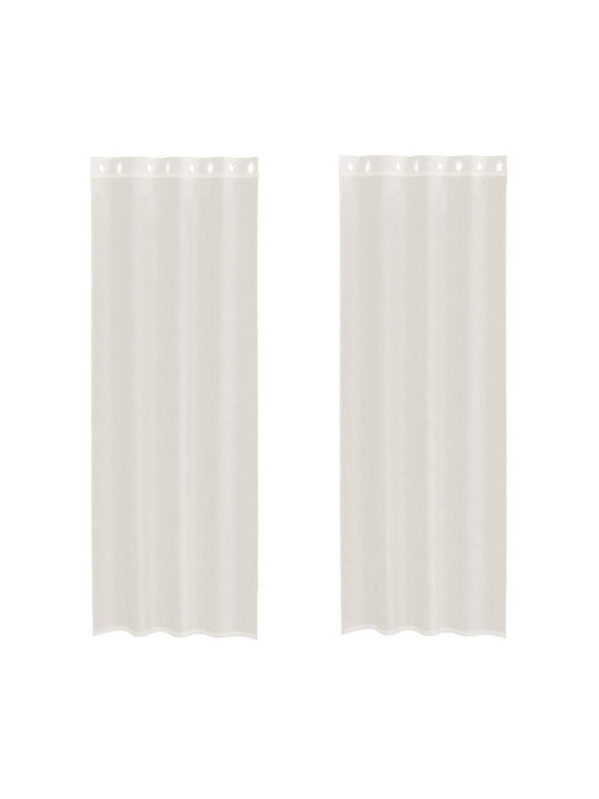 vidaXL Set Perdele Cu Capse Bej 140x260 cm